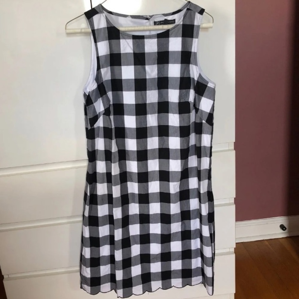 Adrianna Papell black and white plaid dress